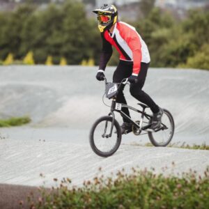 Cyclist riding BMX bike