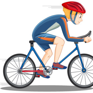 A cyclist man riding a bicycle isolated illustration